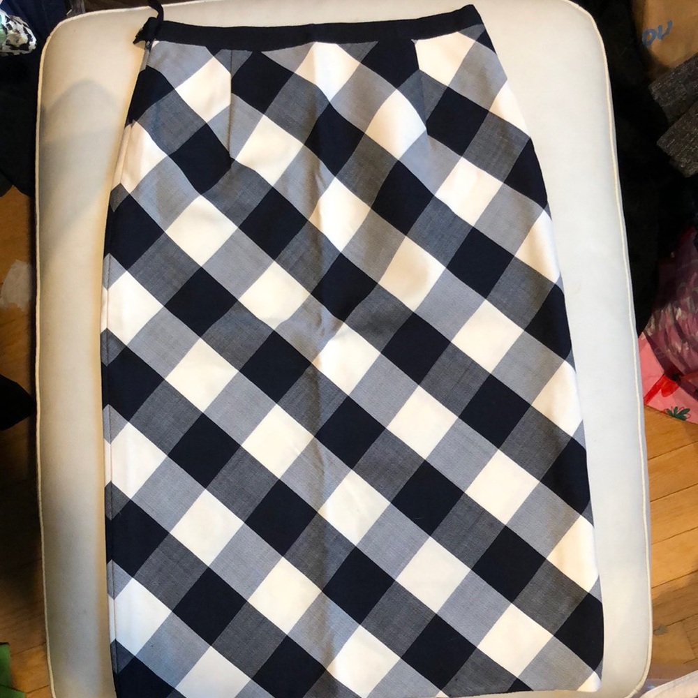 Oscar de la Renta navy/white ginham skirt
